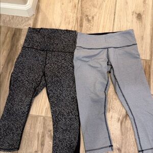 Lululemon Crop Leggings Bundle Size 4 Lot of 2 Capri Yoga Pants Mesh Panel EUC